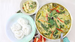 Thai Green Curry with Chicken ขนมจีนแกงไก่  Episode 185 [upl. by Hgielime]