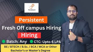 Persistent Off Campus Hiring For Freshers Developer Role Dont Miss Apply Now [upl. by Llecrup]