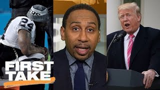 First Take responds to President Trumps tweet about NFL anthem policy  First Take  ESPN [upl. by Strenta]