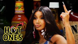 Cardi B Tries Not to Panic While Eating Spicy Wings  Hot Ones [upl. by Phip351]