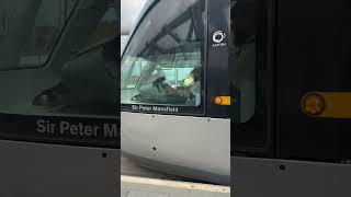 Alstom NET tram departs Nottingham Station with the service from Toton Lane to Hucknall nottingham [upl. by Avlis]