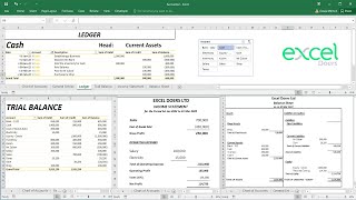 How to automate Accounting Ledger Trial Balance Income Statement Balance Sheet in Excel  English [upl. by Reichert]