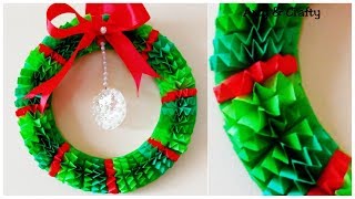 DIY Christmas Wreath How to make Paper Wreath Christmas Decorations Paper Decoration [upl. by Jabez]