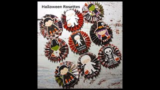 Scrapbooking Paper Rosettes Spooky Halloween Hauntings 2022 3Echo ParkI Love HalloweenTUTORIAL [upl. by Reider]