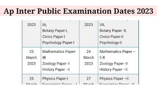 Ap Inter 2023 Public Exam Dates Released Check Here [upl. by Cutcheon]