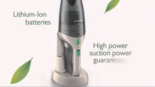 Philips MiniVac handdamsugare FC6148 sparar upp till 70  energi genom effektiv laddning [upl. by Anstus72]