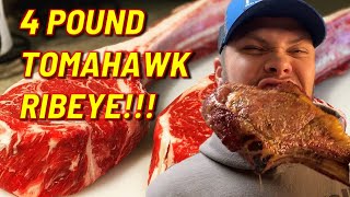 Tomahawk Steak Smoked and Reverse Seared on a Pit Boss Pellet Smoker [upl. by Nrek61]