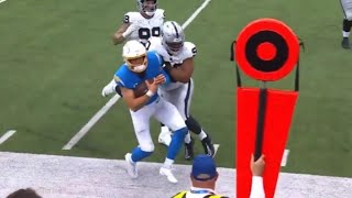 Jerry Tillery EJECTED after LATE HIT on Justin Herbert  Raiders vs Chargers [upl. by Neelrahc]