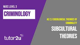 Subcultural Theories  WJEC Criminology  Unit 2  AC 23 Revision [upl. by Ecertak731]