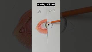 Drawing eyes👀cheap vs expensiveartshortschallenge [upl. by Liag988]