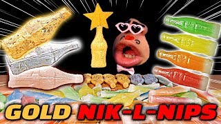 ASMR EATING GOLD SILVER NIKLNIPS Wax Bottles candy makan mukbang 황금 닉클립 왁스병 먹방 キャンディ [upl. by Piero]