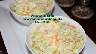 Beyaz lahana salatası  kraut Salat  coleslaw [upl. by Tnemelc]