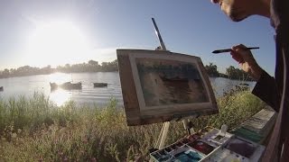 Pintando a la acuarela el Amanecer en el Guadalquivir 33 [upl. by Zoller]