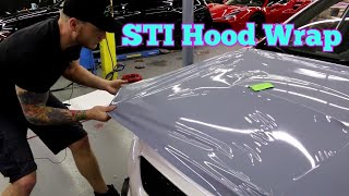 Vinyl Wrap A Subaru STI Hood In Gloss Nardo Grey [upl. by Arraeit124]