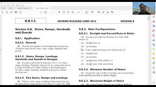 The Ontario Building Code OBC on Stairs ramps handrails and guards [upl. by Evania229]