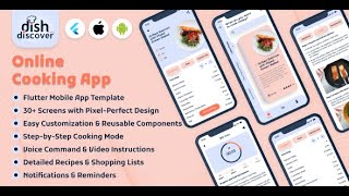 dishdiscover  Online Cooking Mobile App Template  Flutter  AndroidiOS UI Kit [upl. by Glarum106]