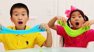 Emma y Andrew Hacen Colorido Slime Satisfactorio en muchos COLORES  Videos de Slime [upl. by Barna692]