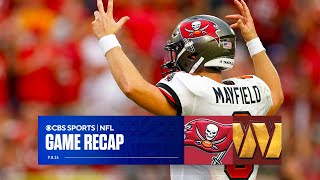 Baker Mayfield Buccaneers spoil Jayden Daniels debut Buccaneers DEFEAT Commanders  Game Recap [upl. by Aihk]