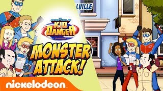 Monster Attack Game Playthrough w Kid Danger amp Captain Man 🍿  Nick [upl. by Yrrep]