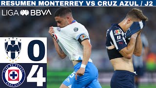 Monterrey 04 Cruz Azul  J2  La Máquina destroza a Rayados [upl. by Akemad]