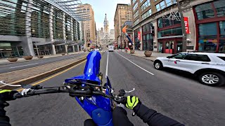 2023 YZ450F WHEELIES THROUGH THE CITY [upl. by Ellenar]