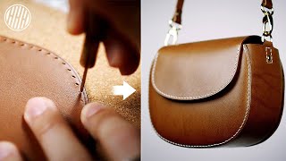 DIY Handmade Leather Bag  Leather Crafting [upl. by Sasnak710]