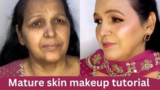 How to do makeup on old skin  mature skin makeup tutorial step by step  how to hide black spots [upl. by Ranna]