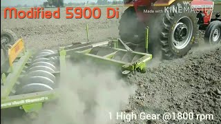 TAFE 5900 di MF HD Series with tyre size 16930 and 18 disc harrow [upl. by Nykal]