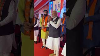 PM Modi presented with Rudraksh Mala by Haryana CM Nayab Singh Saini  shorts [upl. by Aizirtap]