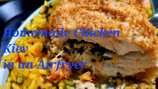 Homemade Chicken Kiev cooked in an airfryer chickenKiev airfried bonusgarlicbread [upl. by Senhauser250]