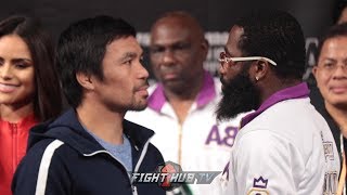 MANNY PACQUIAO AND ADRIEN BRONER FACEOFF AFTER TENSE FINAL PRESS CONFERENCE [upl. by Aynav]