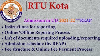 RTU Reporting Process 2021🔥  RTU UD Admission  RTU Kota [upl. by Leind366]