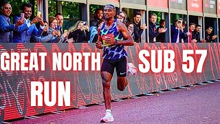 Great North Run 2024 Sisay Lemma Half Marathon WR attempt [upl. by Noxas]