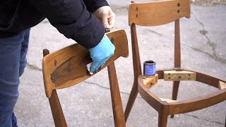 Repairing and Refinishing Mid Century Chairs From A Church Sale  Furniture Restoration [upl. by Belda]