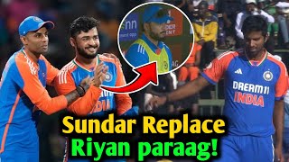 Riyan Parag replace on Washington Sundar  Riyan Parag odi debut [upl. by Lynad]