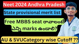 Neet 2024 Andhra Pradesh Cutoff category wise after state merit list neet2024 neetcutoffmarks [upl. by Nosreg143]