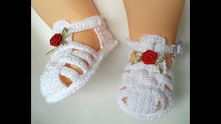 Sandalia melissa a crochet 0 a 3 meses [upl. by Felske]