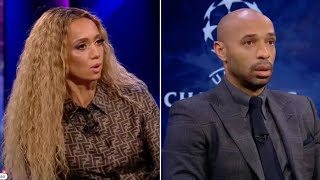 Thierry Henry refuses to answer Kate Abdo question about Arsenal during Champions League broadcast [upl. by Atinrev]