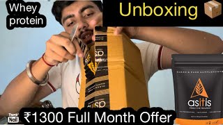 Asitis whey Protein unboxing 📦  1 month whey concentrate ₹1300 offer [upl. by Odnama]