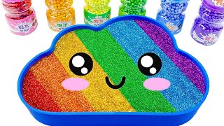 Mixing Slime  How to Make Rainbow Clouds From Slime  By Kinetic Sand Magic [upl. by Vevina]