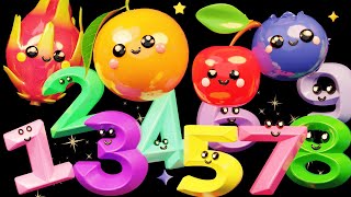 Dancing Fruit with NUMBERS 1 to 10  Fun Dance Video with Music and Animation [upl. by Cod310]