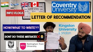 How to write LETTER OF RECOMMENDATION Tips and Strategies Masters In UK Coventry University [upl. by Akcimahs]