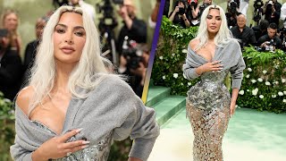 Kim Kardashian SHOCKS With Silver Cinched Waist at Met Gala 2024 [upl. by Reni]