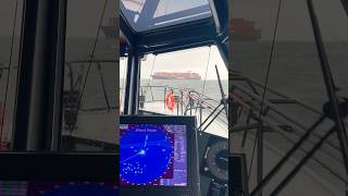 Approuching a container vessel to board a pilot sea boat loodswezen pilot ship ocean waves [upl. by Tertias]