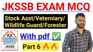 JKSSB Important MCQ  Day 6 🔥 JKSSB Stock Assist Veterinary Wildlife Guard Forester Preparation [upl. by Tani]