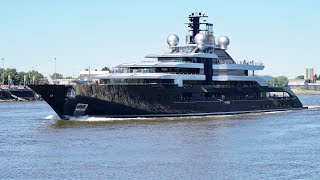 4K  Mega Yacht CRESCENT  Project THUNDER is back in Lemwerder  Lürssen shipyard [upl. by Enos738]