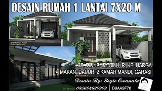 DESAIN RUMAH 7X20 M 3 KAMAR TIDUR DENGAN TAMAN DI TENGAH BANGUNAN [upl. by Asirrak387]