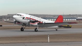 Kenn Borek Air DC3 Turbine CGVKB Taxi and Takeoff from Calgary Airport ᴴᴰ [upl. by Nea]