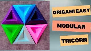 Origami Easy Modular Tricorn  Paper Craft  Easy modular  Origami Modular Tricorn Diy 3d Wall Art [upl. by Inah]