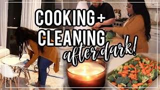 Cook and Clean With Me  After Dark Relaxing Cleaning Motivation Fall 2020 [upl. by Annawahs]